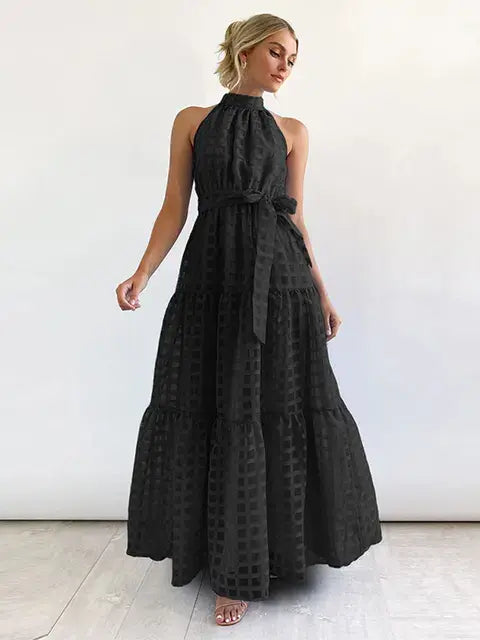 Load image into Gallery viewer, Women&#39;s Grid Hollow Long Dress
