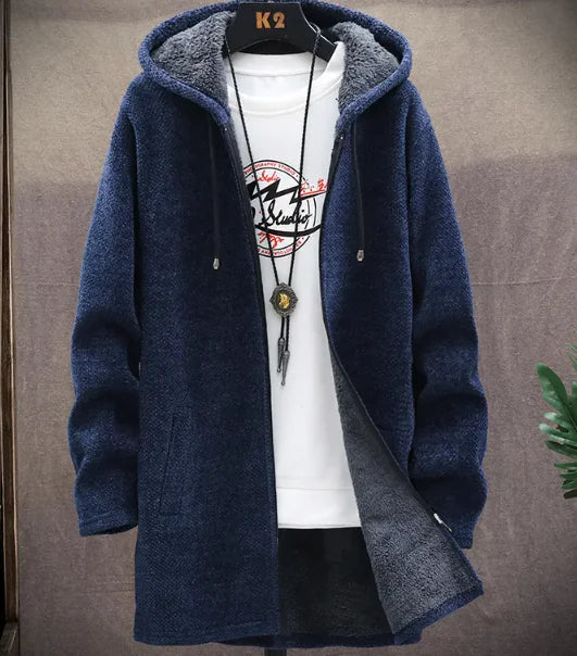 Jacket plus fleece hooded sweater coat men