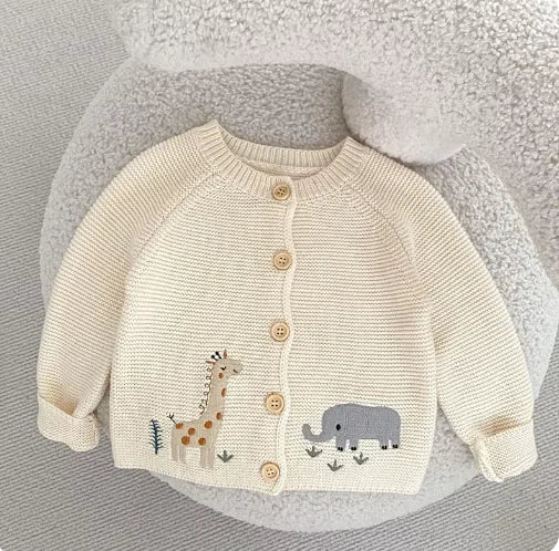 Cozy Knit Embroidered Cotton Sweater for Infants