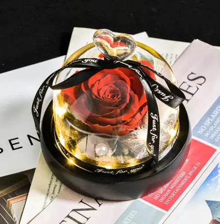 Load image into Gallery viewer, Flowers in Heart Glass Dome with Led Light
