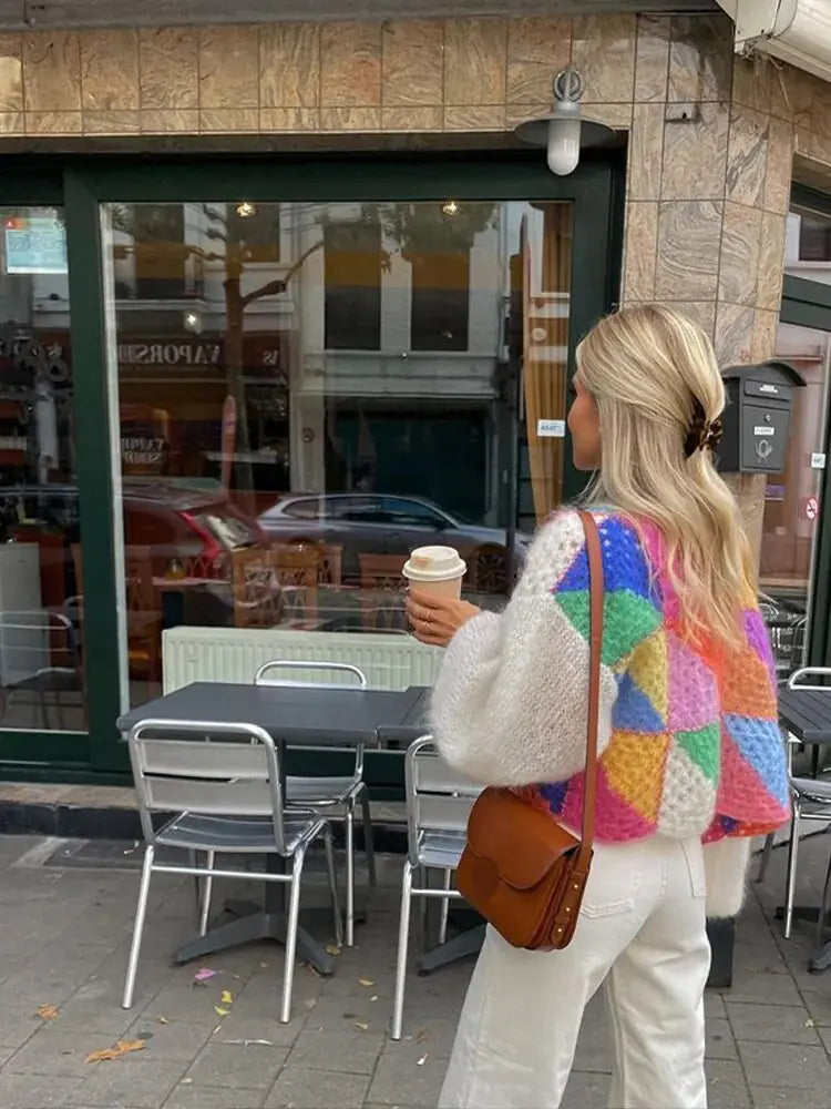 Colorful Hollow Knit Cardigan