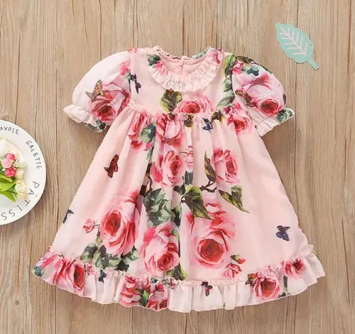 Load image into Gallery viewer, Flower Puff Sleeves Dress For Baby
