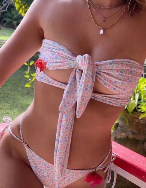 Load image into Gallery viewer, Hollow Out Solid Color Bandage Bikini Set
