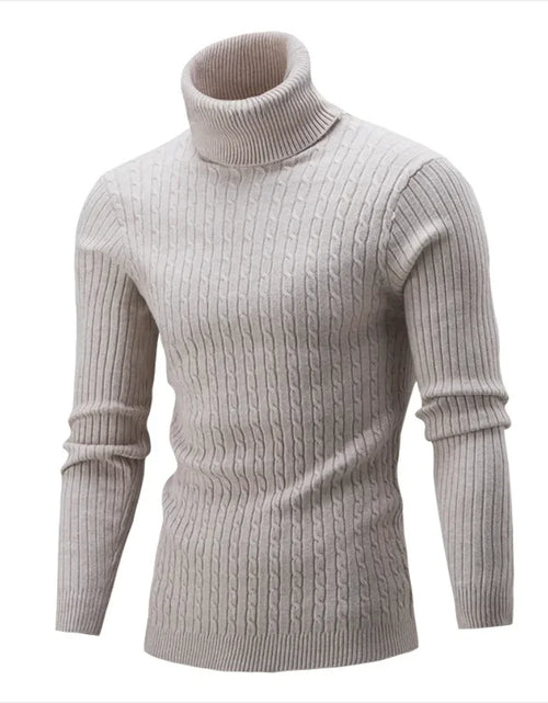 Load image into Gallery viewer, Men&#39;s Slim-Fit Knitted Turtleneck Sweater - Solid Color
