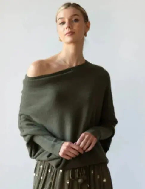 Load image into Gallery viewer, Off One Side Shoulder Knitted Sweater
