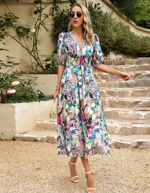 Load image into Gallery viewer, Seaside Chic V-Neck Maxi Dress
