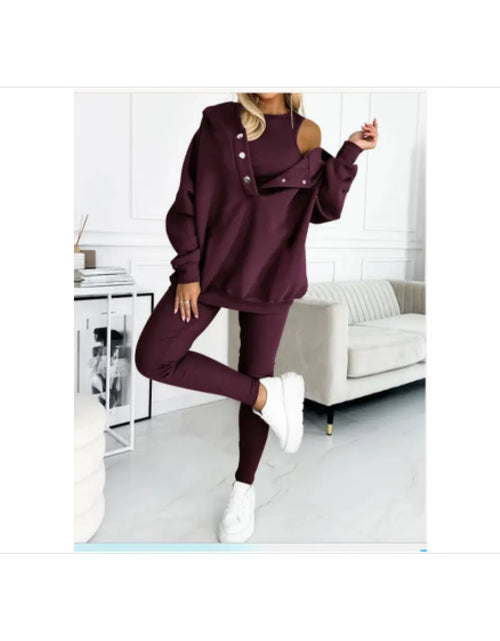 Load image into Gallery viewer, Women&#39;s Solid Color Vest Hoodie And Pants Set
