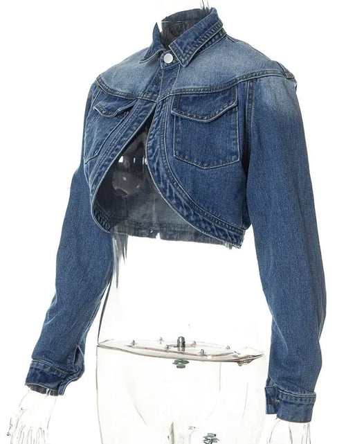 Load image into Gallery viewer, Cropped Denim Jacket Women
