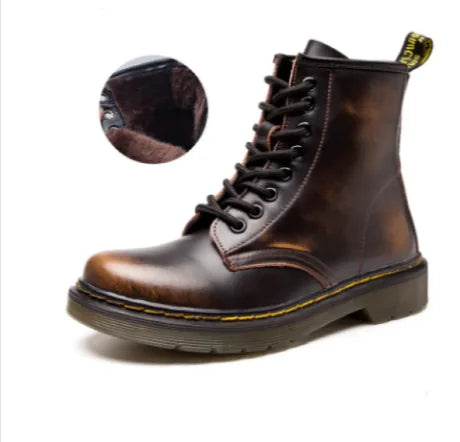 Load image into Gallery viewer, Low-Heeled Leather Martin Boots
