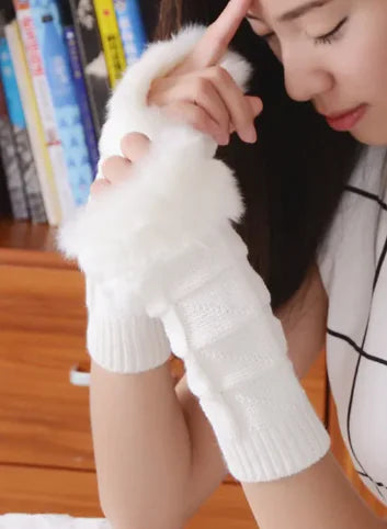 Load image into Gallery viewer, Women Plush Half Finger Gloves
