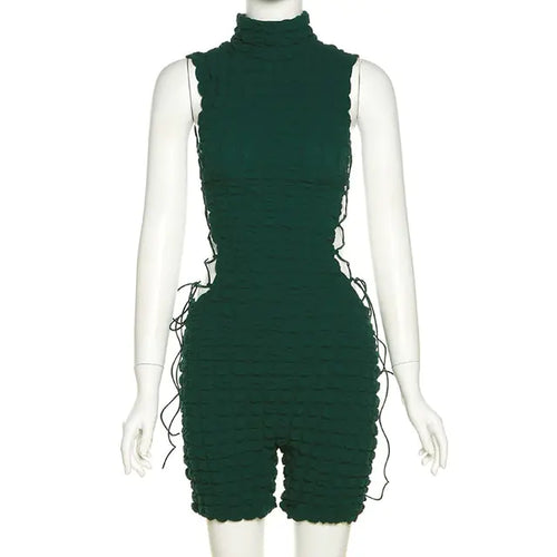 Load image into Gallery viewer, Fall Lace Up Side Hollow Out Seersucker Sleeveless
