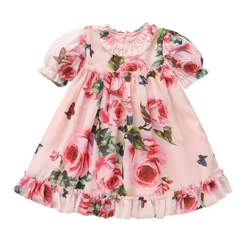 Load image into Gallery viewer, Flower Puff Sleeves Dress For Baby
