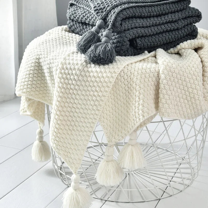 Handmade Hollow Tassel Blanket