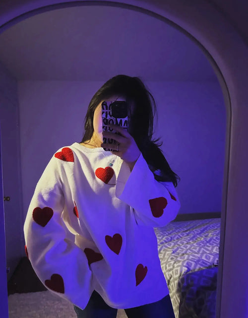 Load image into Gallery viewer, Embroidered Red Heart Sweater
