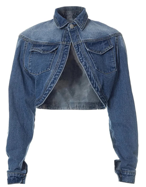 Load image into Gallery viewer, Cropped Denim Jacket Women
