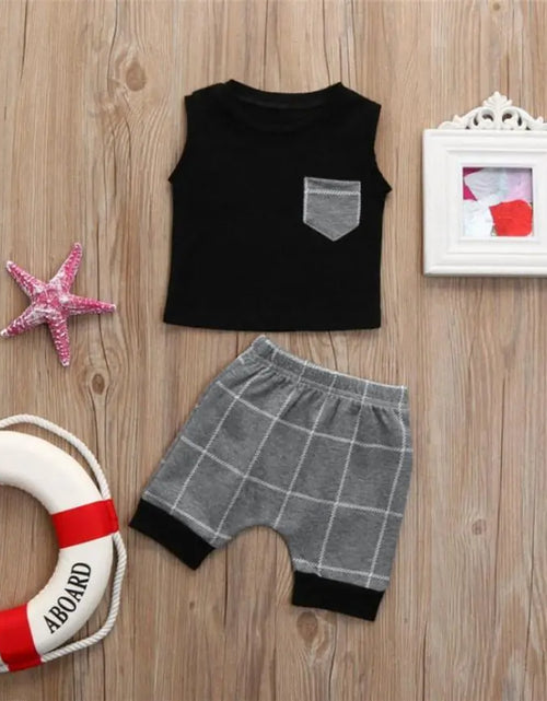 Load image into Gallery viewer, Toddler Boy Plaid Short Set
