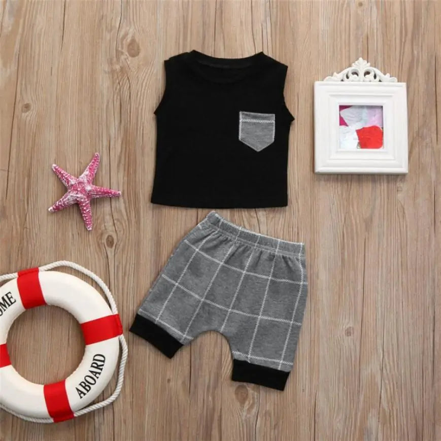 Toddler Boy Plaid Short Set