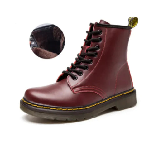 Low-Heeled Leather Martin Boots