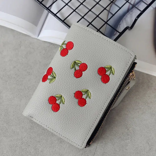 Load image into Gallery viewer, Cherry Embroidered Small Wallet
