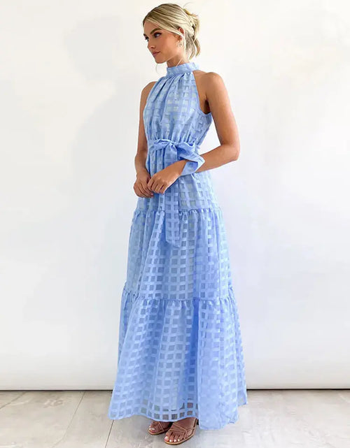 Load image into Gallery viewer, Women&#39;s Grid Hollow Long Dress
