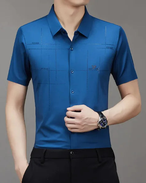 Summer New Men's Short-sleeved Shirt Seamless Business Shirt