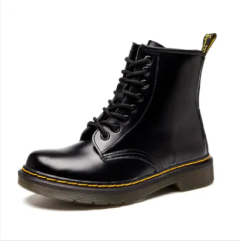 Low-Heeled Leather Martin Boots