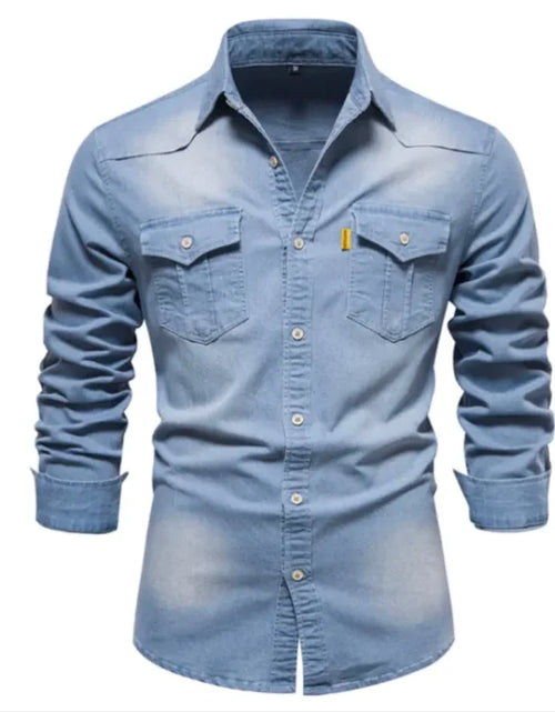 Load image into Gallery viewer, New Denim Men&#39;s Casual Solid Color Long Sleeve Shirt
