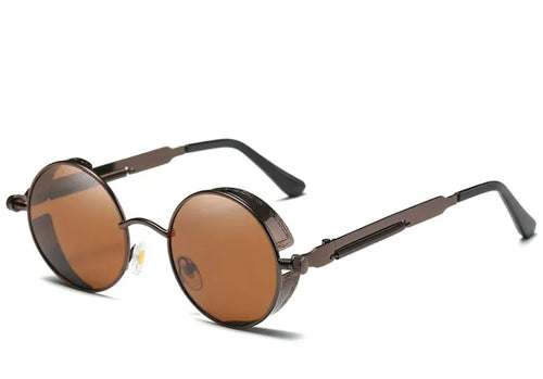 Load image into Gallery viewer, Retro Steampunk Round Sunglasses – Vintage Metal Designer Shades
