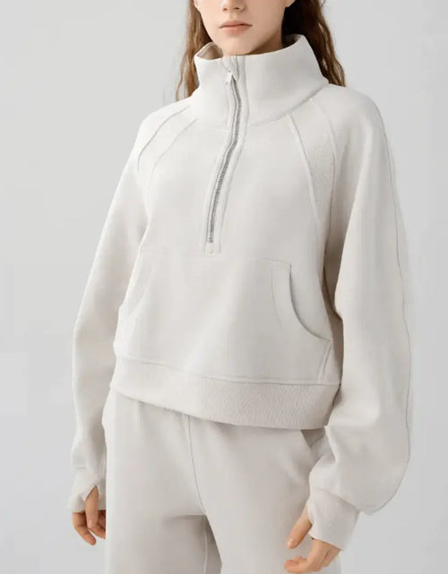 Load image into Gallery viewer, Women&#39;s Half-Zip High-Stand Collar Pullover Leisure Warm Fleece Sweater
