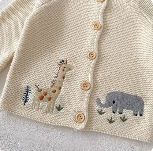 Load image into Gallery viewer, Cozy Knit Embroidered Cotton Sweater for Infants
