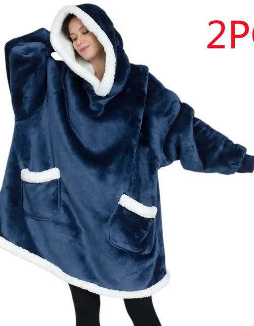 Load image into Gallery viewer, Lazy Pullover Pajamas Women&#39;s Thermal Clothes Lambswool TV Blanket Hug Hoodie TV Cold Protective Clothing
