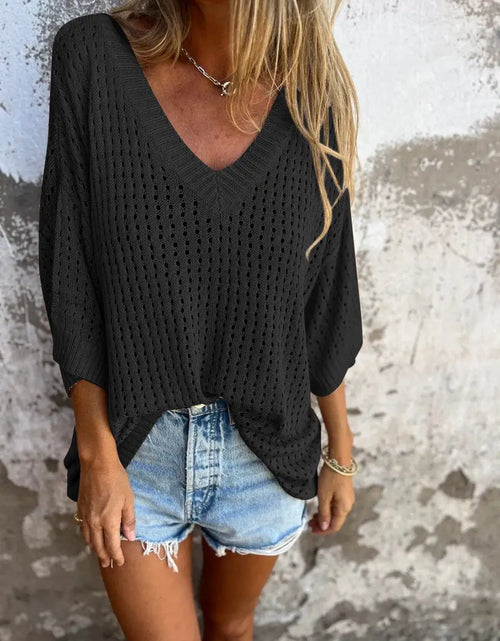 Load image into Gallery viewer, Women Hollow Out Knitted Beach Shirt
