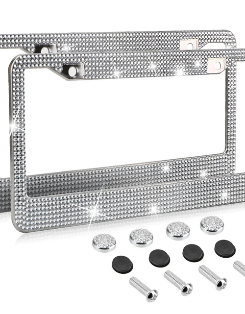 Load image into Gallery viewer, 2PCS Bling License Plate Frame Glitter Crystal Sparkling Rhinestone Diamond Caps
