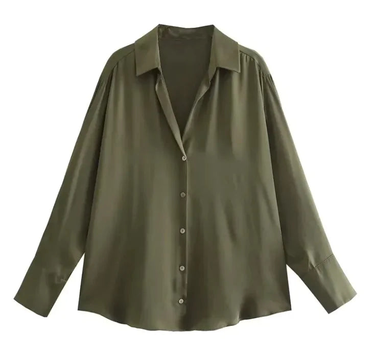 Silk Satin Long-sleeved Shirt