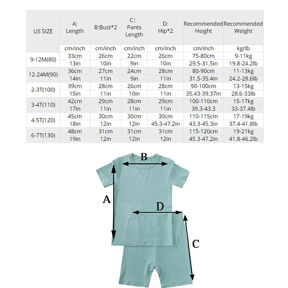 2023 Bamboo Fiber Toddler Kids Pajamas Set