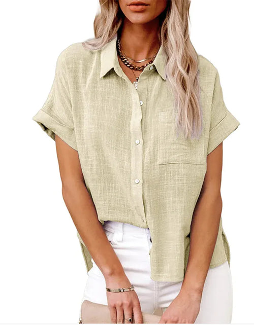 Load image into Gallery viewer, Women&#39;s Casual Cotton Linen Short-Sleeve Shirt with Pockets
