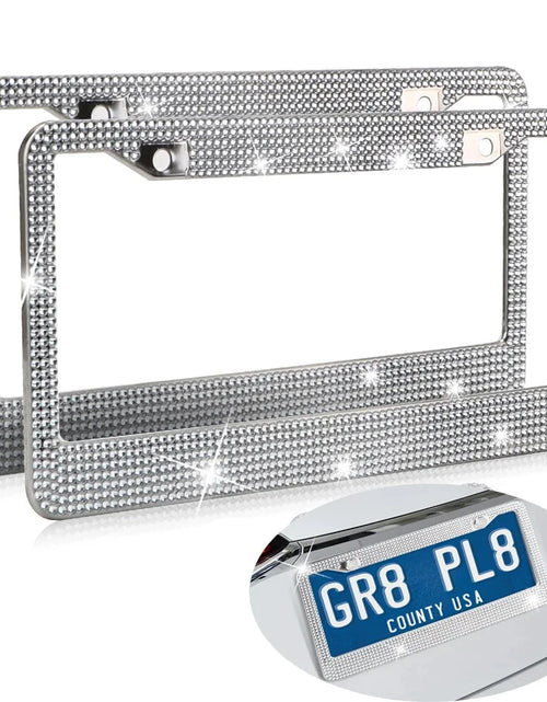 Load image into Gallery viewer, 2PCS Bling License Plate Frame Glitter Crystal Sparkling Rhinestone Diamond Caps
