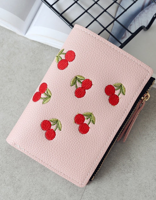 Load image into Gallery viewer, Cherry Embroidered Small Wallet
