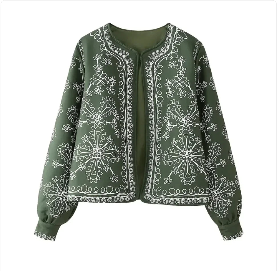 Casual Round Neck Printed Lightweight Padded Jacket