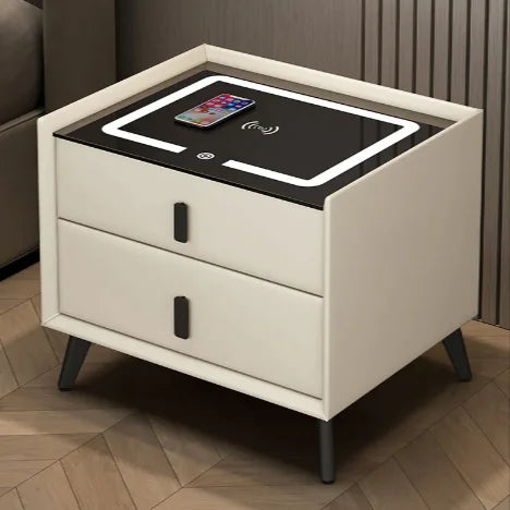 Load image into Gallery viewer, Smart Wood Bedside Table with Wireless Charging
