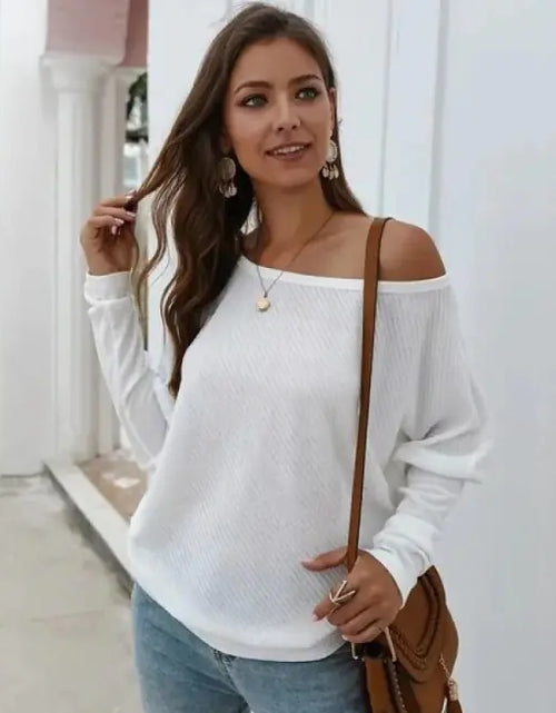 Load image into Gallery viewer, Off Shoulder Sweater Knit Top
