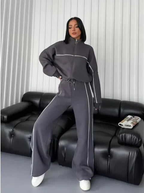 Load image into Gallery viewer, Women&#39;s Long Sleeve Half-Turtleneck Cardigan &amp; Trousers Set
