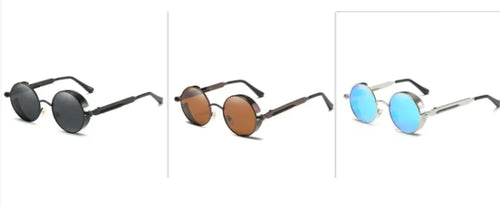 Load image into Gallery viewer, Retro Steampunk Round Sunglasses – Vintage Metal Designer Shades
