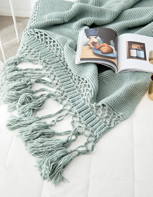 Load image into Gallery viewer, Handmade Hollow Tassel Blanket
