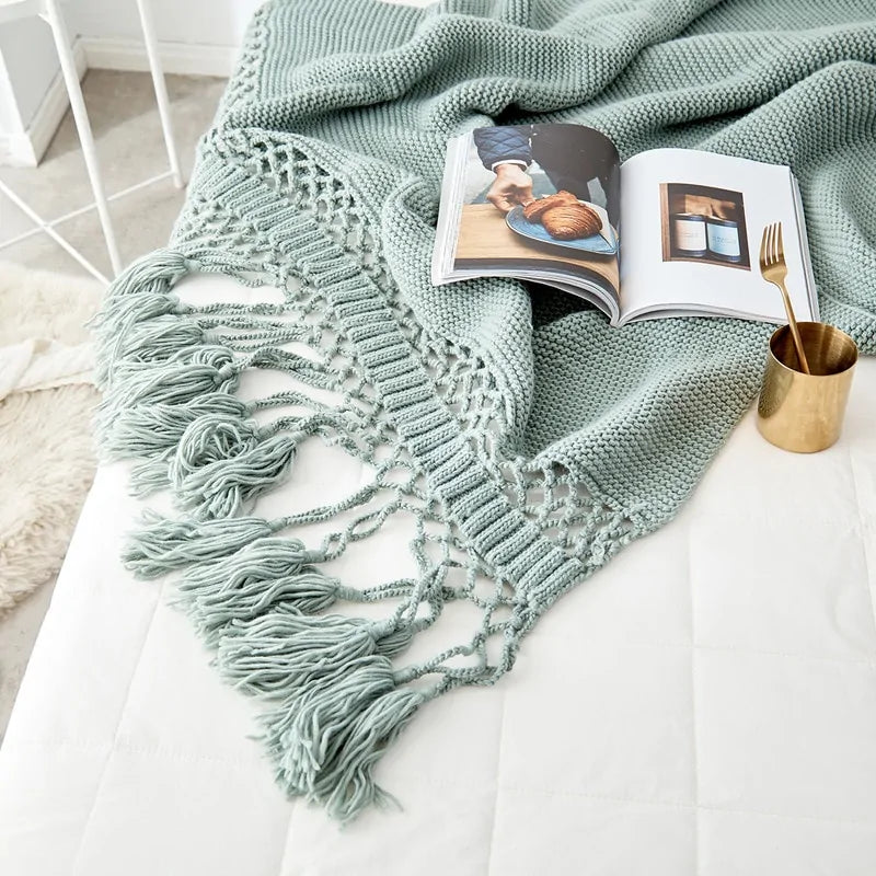 Handmade Hollow Tassel Blanket