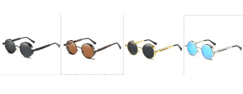 Load image into Gallery viewer, Retro Steampunk Round Sunglasses – Vintage Metal Designer Shades
