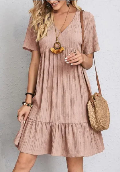 Load image into Gallery viewer, Summer V-neck Dresses Women&#39;s Loose Casual Short-sleeved Corset Dress
