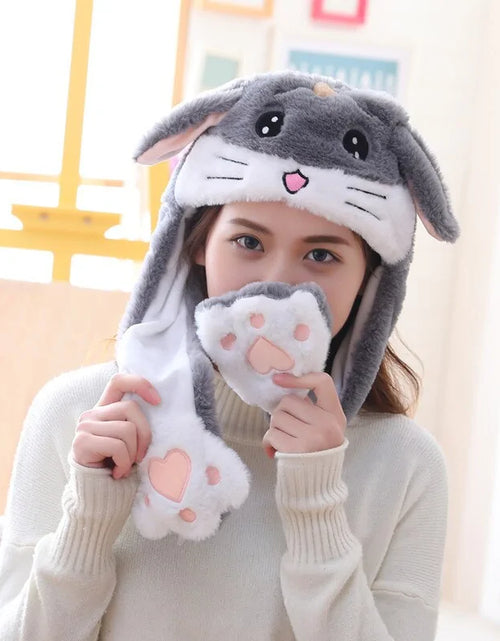 Load image into Gallery viewer, Plush Animal Cartoon Hat with Moving Rabbit Ears: Funny Gift for Kids
