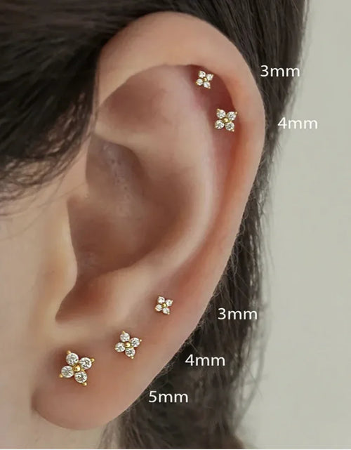 Load image into Gallery viewer, Women&#39;s Clover Flower Zircon Stud Earrings
