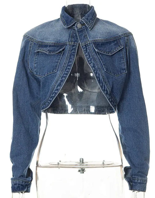 Load image into Gallery viewer, Cropped Denim Jacket Women
